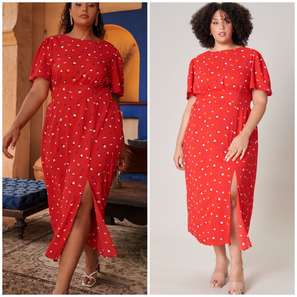 SUGARLIPS Curvy Mon Cheri Bloom Floral Midi Dress - Picture 5 of 10
